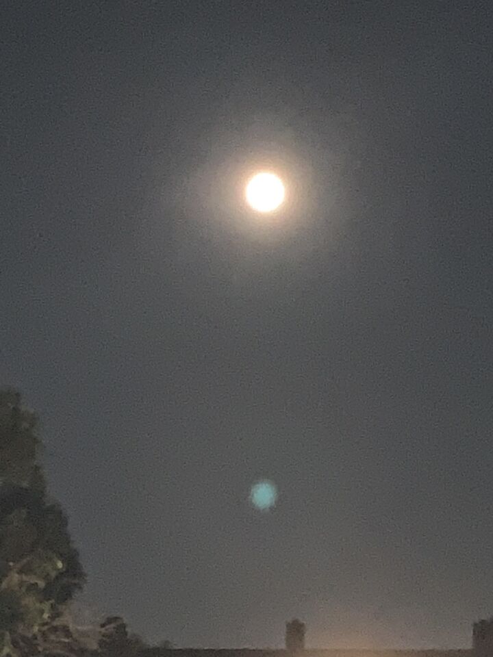Terugkijken van een foto die ik maakte van de maan. foto