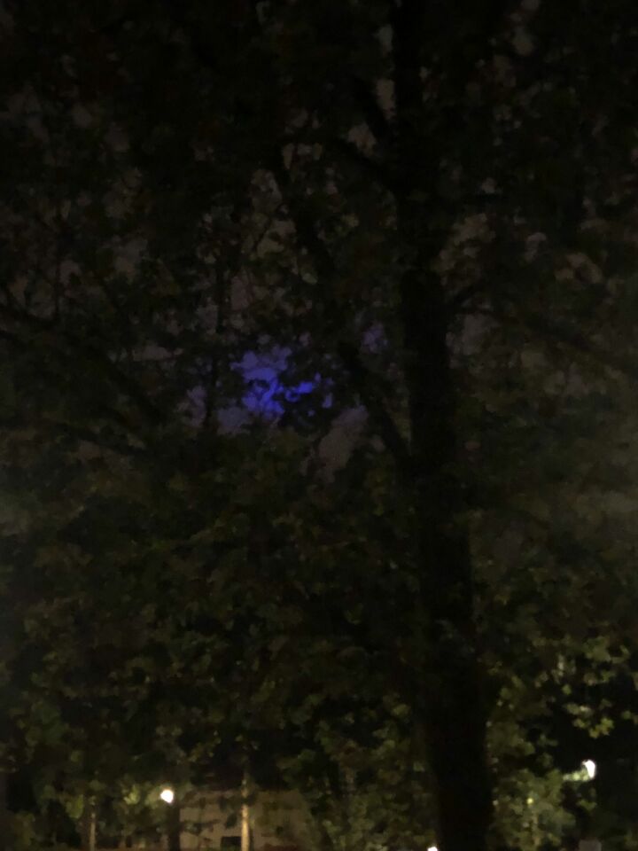 Blauwpaarse bol met licht foto