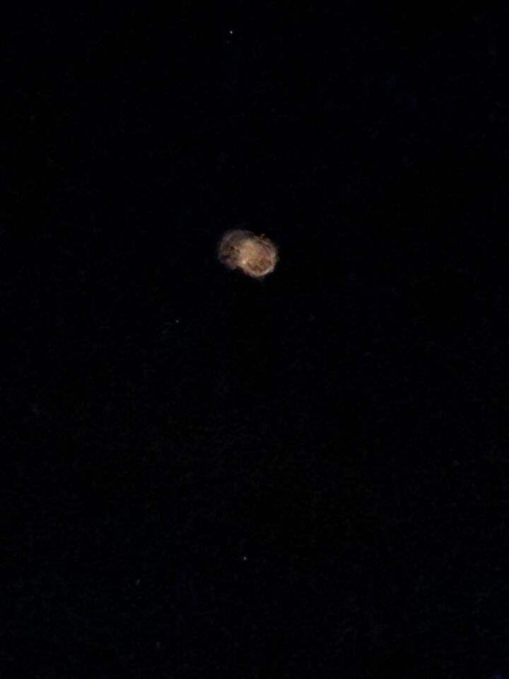 Platte ronde schijf van metaal met lichtjes foto