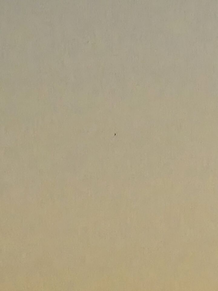 Donkere vliegende stip, geen vogel of vliegtuig foto