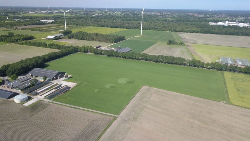 Cirkelvormige tekening in het gras foto