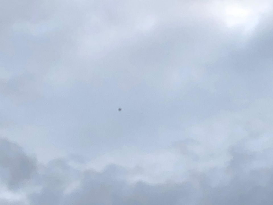Een zwarte UFO langs de horizon foto
