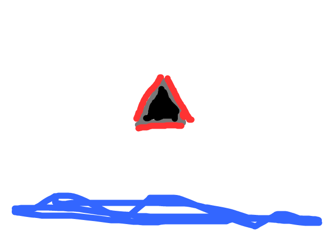 Zwart/grijze pyramide met een rode gloed. schets