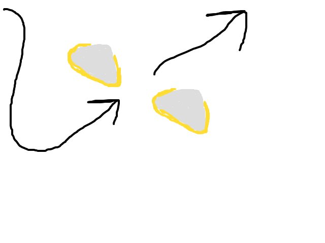 2 driehoekachtige volledig wit verlicht zij aan zij vliegend oplichtende randen schets