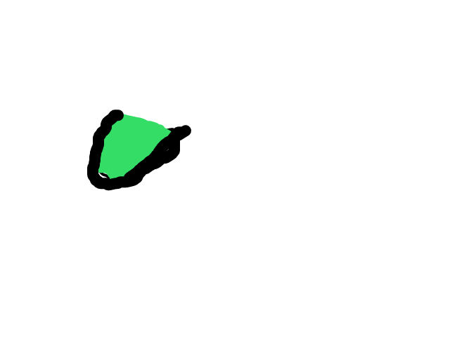 Groen neusvormig (vliegtuig of raket) object daalt langzaam en verdwijnt. schets