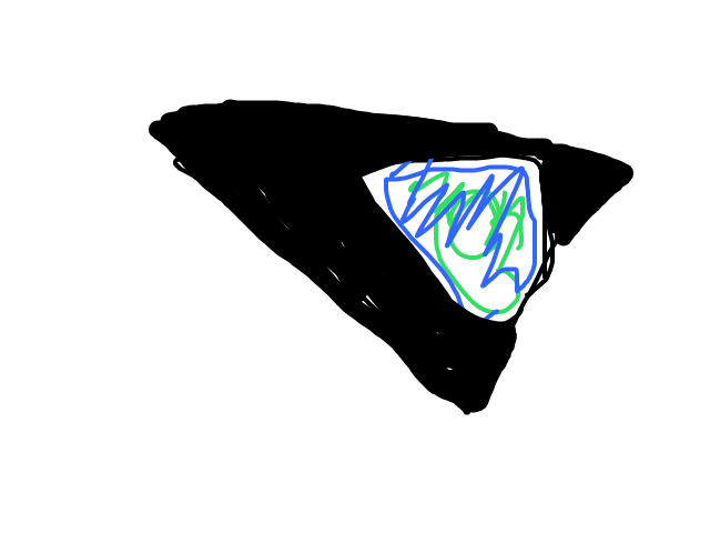 Driehoekig zwart voertuig/vliegtuig/ halve piramide schets