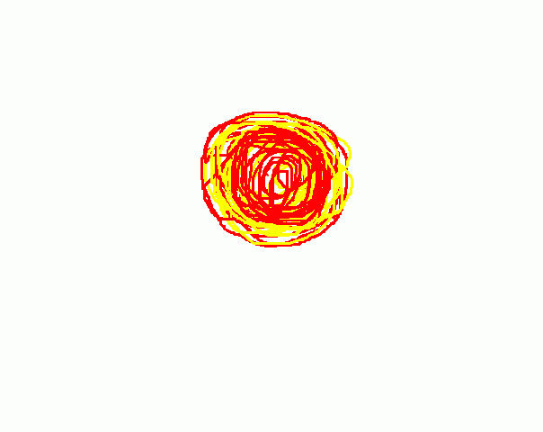 Waarneming van een rood-oranje bol schets
