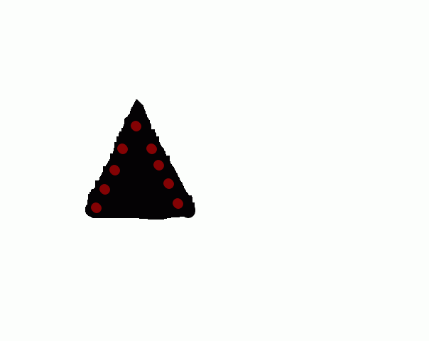 Enorme driehoek met rode lichten schets
