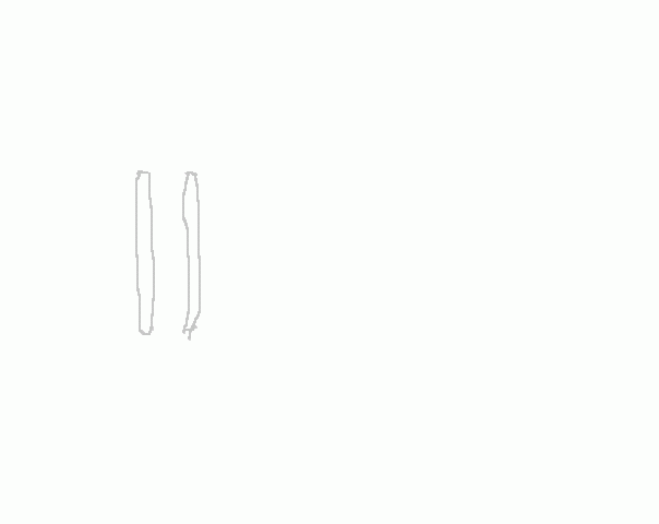 Twee niet bewegende verticale objecten (strepen) naast elkaar schets
