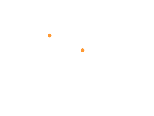 Twee oranje op gelijke afstand van elkaar bewegende lichten schets