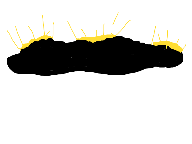 Grote bewegende lichten achter de wolken schets